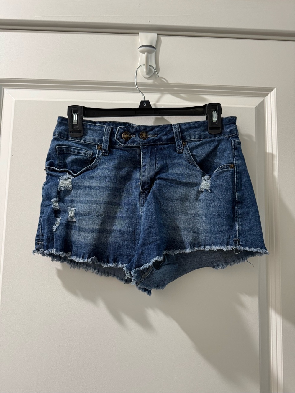 Women’s Distressed Denim Shorts - Dark Blue